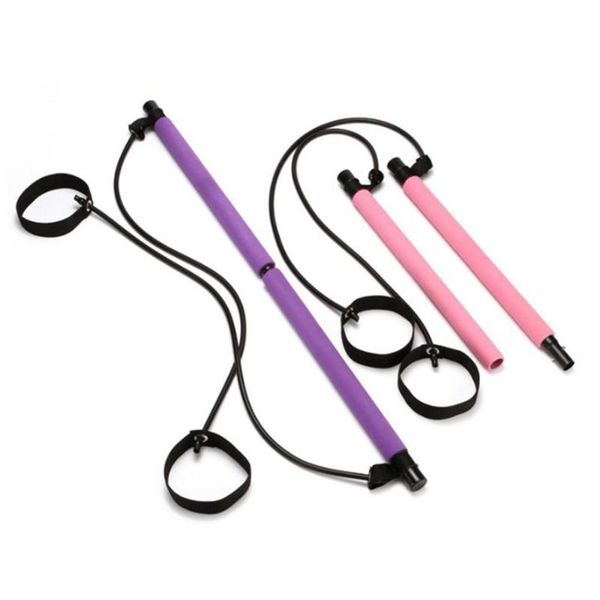 

resistance bands yoga portable pilates bar stick with band for home fitness sports body workout exercise equipment