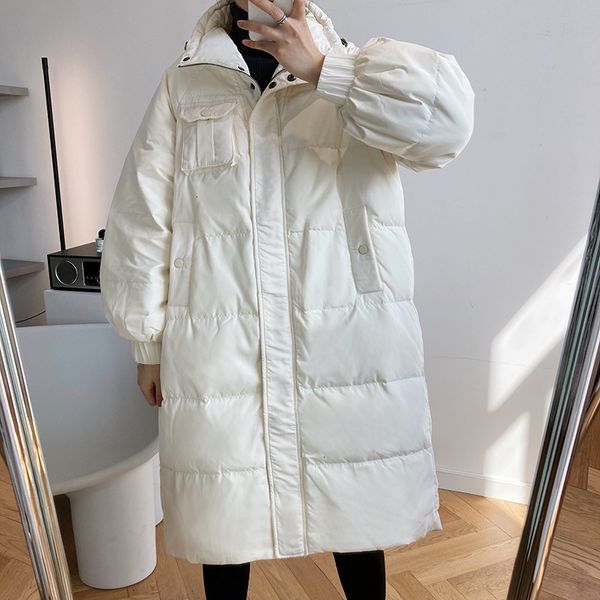 

2021 Warm Winter White Down Jacket Stand Collar Women Coat Feminino OHI8, Black