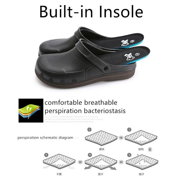 Top-Qualität Küche Männer Chef Schuhe rutschfeste wasserdichte ölbeständige Sicherheitsschuhe beständig kochen Arbeit Küche Clogs flache Sandalen Männer