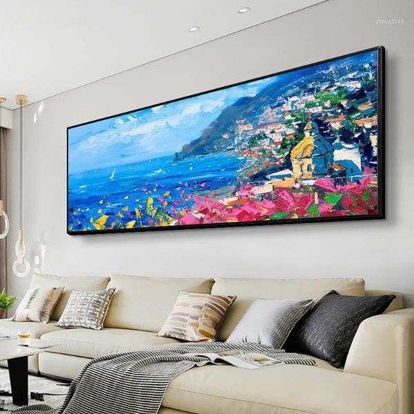 

paintings hand painted modern abstract seaside landscape oil painting wall art handmade on canvas home bar decoracion salon mural1