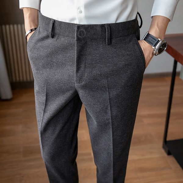 

wool business for men wedding suits fine-tuned office pants streetwear pantalon homme 28-36 gcj9, Black