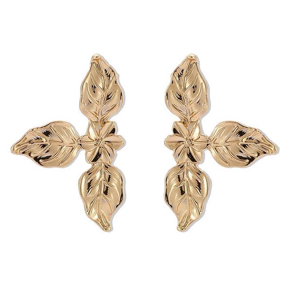 2021 neue Vintage Gold Frauen Ohrringe Stud Blatt Blume Metall Legierung Ohrringe Passenden Kleidung Mode Schmuck Geschenk