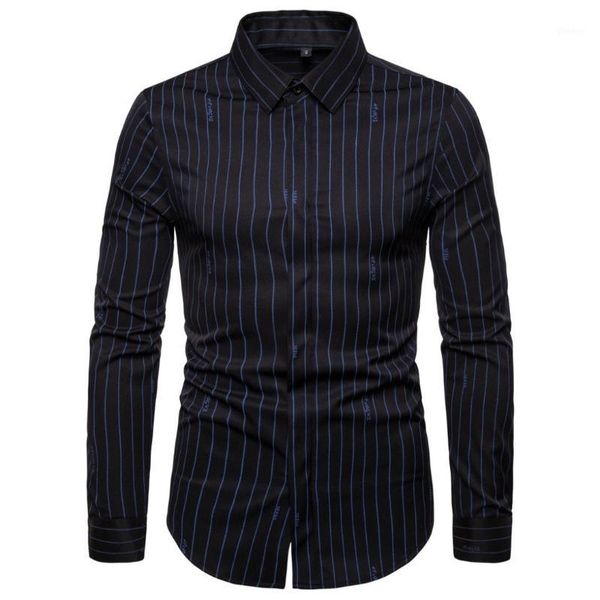 

men's long sleeved dress shirts elastic striped smart casual black white business shirts plus size male clothing street wear1, White;black
