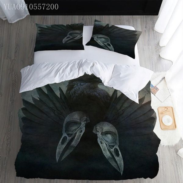 

bedding sets soft microfiber comforter cover black crow printing home textile adults set  size bedspread king duvet