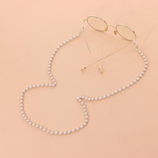 

sunglasses frames elegant simulated pearl beads mask chains lanyards glasses chain for women spectacles holder neck cord retainer, Silver