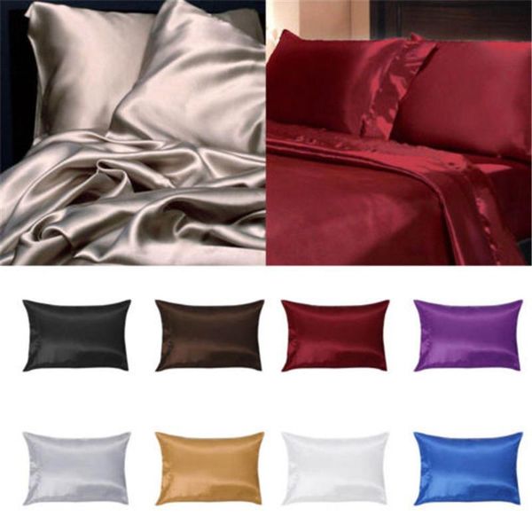 

new sake classic 2pcs solid silk pillow case pillowcase standard queen size home l pillow case sets