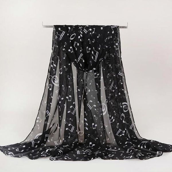 

scarves summer casual shawl soft fashion fabulous elastic scarf women lady musical note chiffon neck, Blue;gray