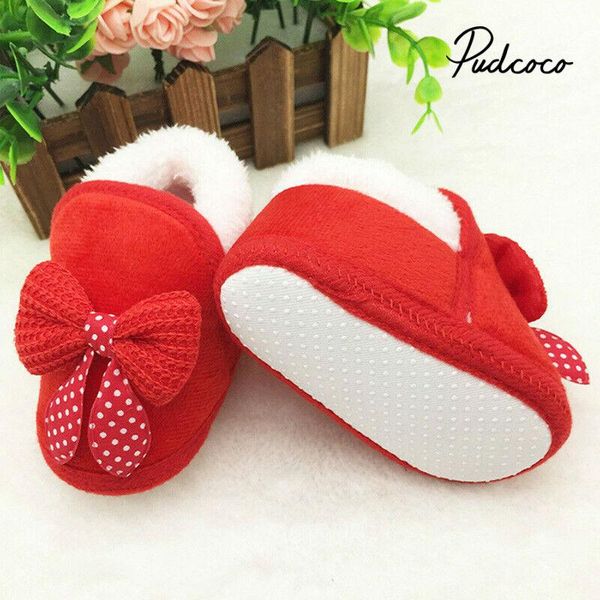 

first walkers 2021 fashion born infant baby girls boys shoes bow-knot fur ankle length winter warm snow boots 0-18m years gift