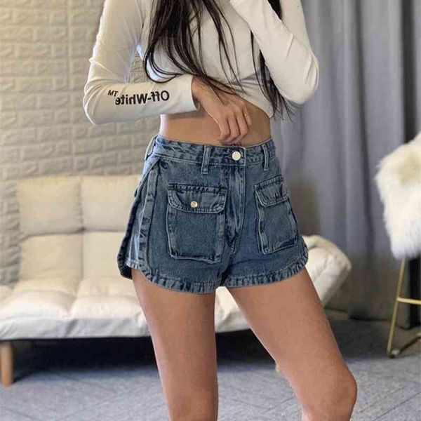 

women's shorts est woman booty high waist loose denim korean vintage casual solid pockets female jeans pants summer j3290 iqnl, White;black