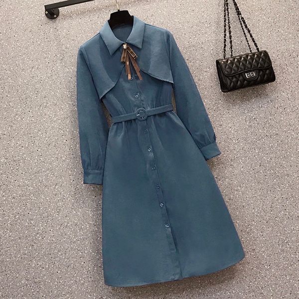 

feminine single-breasted vintage elegant office shirt dressed in long sleeve velvet lapel gown plus size high-quality clothes d8c8, White