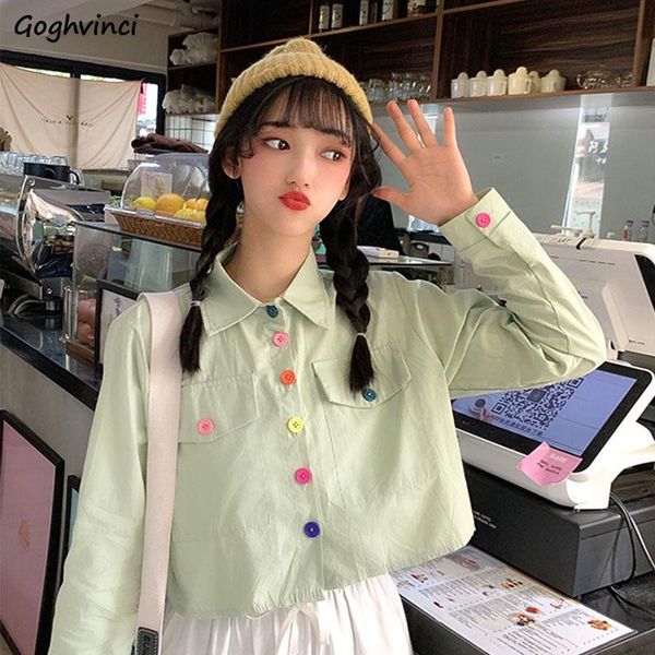 

shirts women various colors short korean style trendy fashion leisure students harajuku kawaii sweet casual blouses womens daily, White