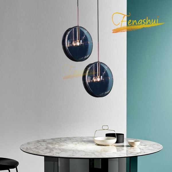 

modern led glass pendant lamp minimalist blue glass small pendant lights designer dining room living room bedroom hanging lamp