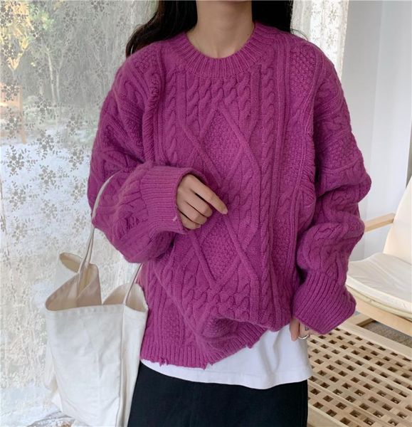 

women's sweaters autumn winter elegant thick warm female hole pullover outwear solid twist knitted sweater women 2021, White;black