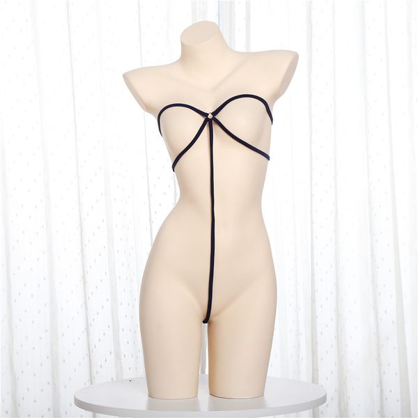 

bikini 2019 string lace simple hollow lotion open back girl beach sun bath swimwear women one piece swimsuit women monokini, Black