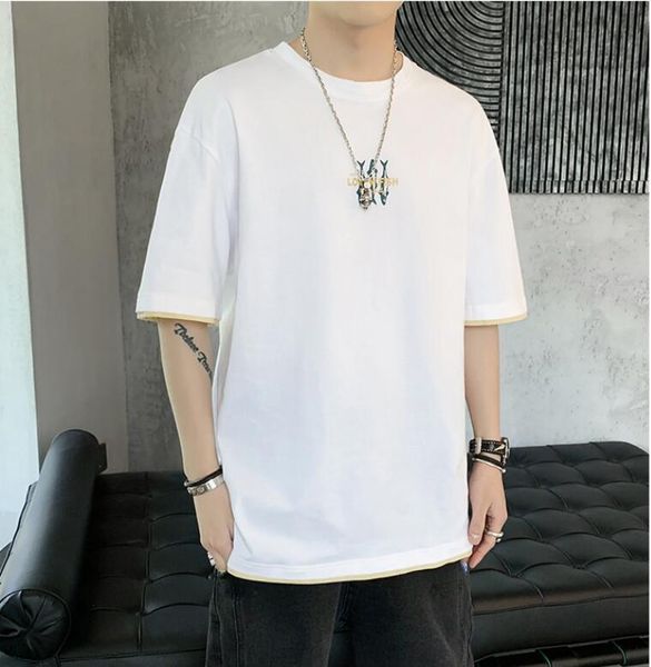 

men's polos 2021 summer men casual cotton short sleeve t shirt fashion tshirt, White;black
