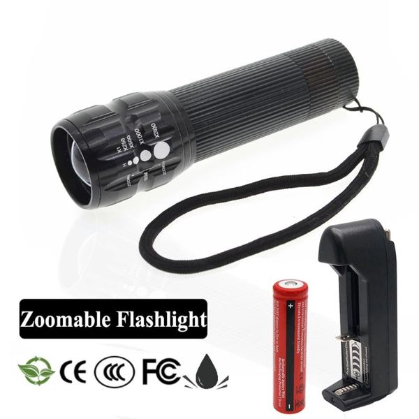 

flashlights torches led torch 3 * batteries 18650 batttery portable zoomable for outdoor lighting with charger