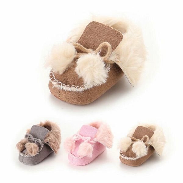 

first walkers baby girl boy snow boots winter non-slip booties infant toddler born soft sole crib shoes 0-1y