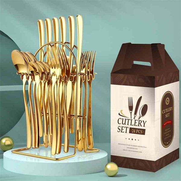 

stainless steel 24 piece set moonlight 666 western tableware rack four main gift box set products