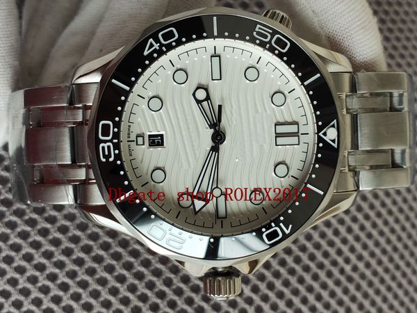 

men's white ceramic dial cal.8800 movement 316l stainless steel strap watch 600m automatic 007 luxury watches, Slivery;brown