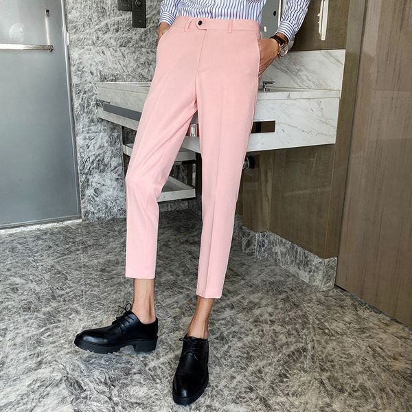 

clothes 2021 new 's summer korean fine suit all casual business games men's length ankle office pants d3nu, Black