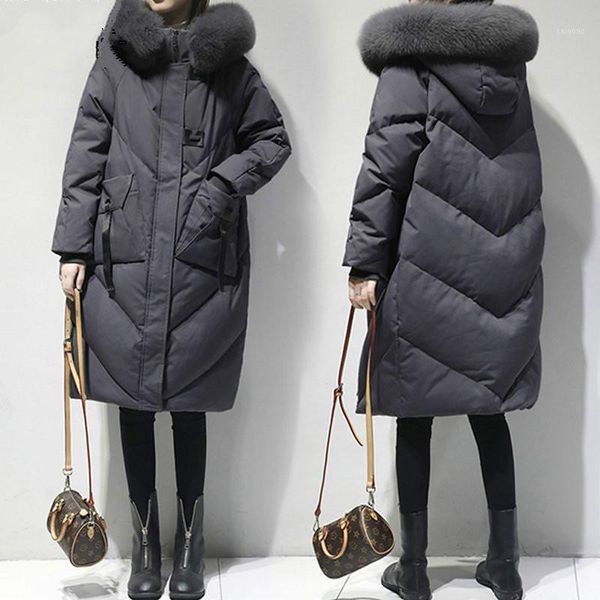 

women's down & parkas parka winter coat women long jacket korean cotton coats jackets oversize clothes mujer 2021 101212001 kj4706, Black