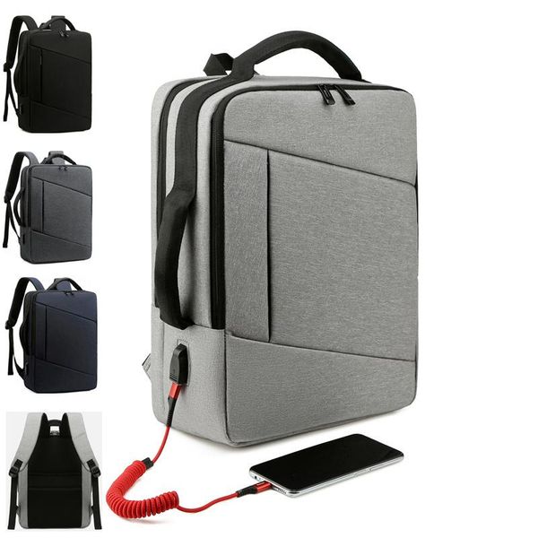 Backpack de 15,6 polegadas Laptop Men Daily Business Office School Mackpacks USB Rucksack Bag Notebook Daypack à prova d'água