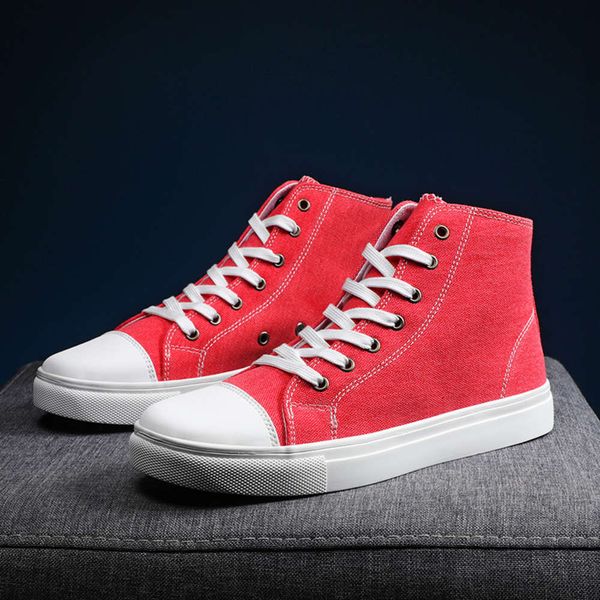 

2019 new classic student fashion versatile fire couple canvas shoes, White;red
