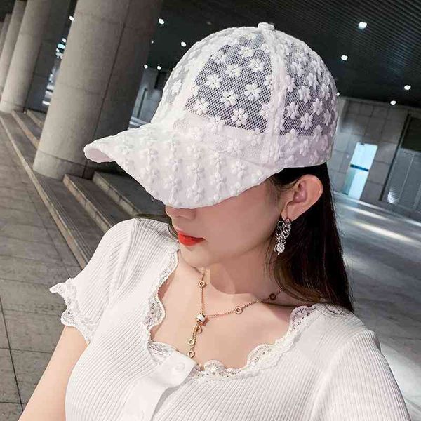 

summer lace hat cotton baseball cap for women breathable mesh girls snapback hip hop fashion female caps adjustable, Blue;gray