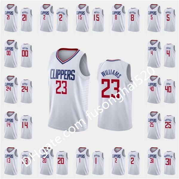 

print men's women kids any player paul george kawhi leonard lou williams montrezl harrell white basketball jersey new uniform, Black;red