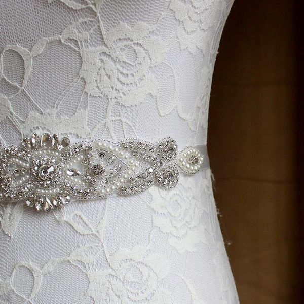 

wedding sashes 2021 crystal belts pearls satin rhinestone dress belt accessories bridal ribbon sash for, White