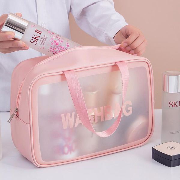 

cosmetic bags & cases portable large capacity pvc travel transparent toiletry bag pu waterproof frosted skin care product storage