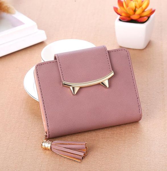

wallets womens and purses short zero wallet 2021 korean version lovely student simple tassel handbag small fresh card bag, Red;black