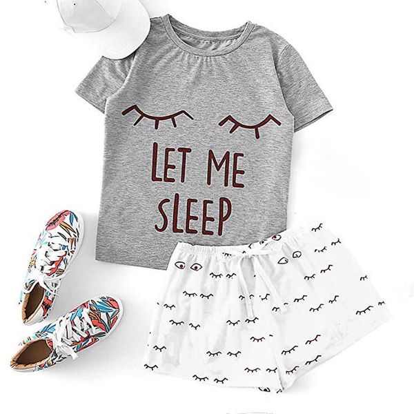 

pajamas for women printed cat short sleeve ruffled t-shirt sleepwear nightwear set pizama damska womens pajamas sleepwear, Black;red