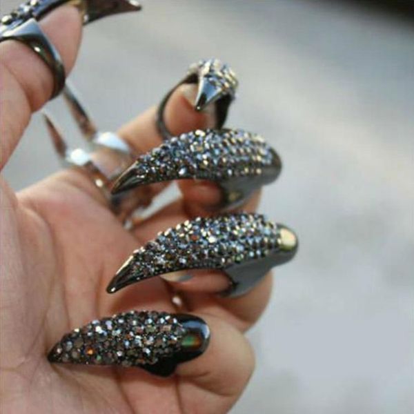 

cluster rings zinc alloy golden black fashion men's and women's star jewelry eagle claw ring wholesale stone crystal, Golden;silver