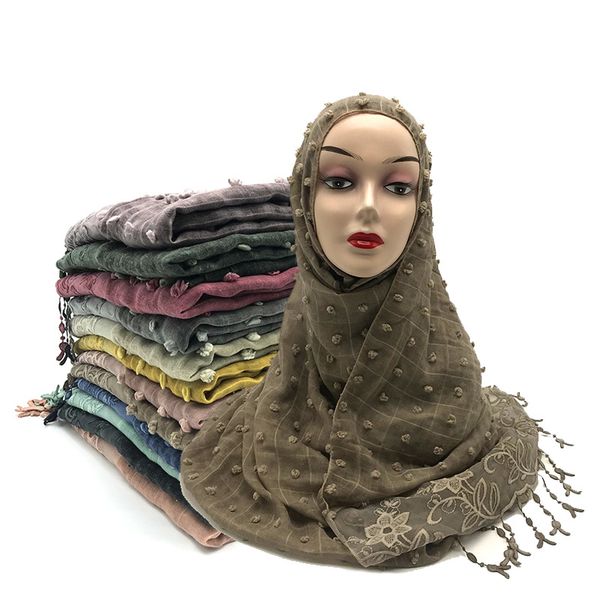 

hollow bubble cotton hijab scarf women long shawl wrap muslim headband breathable islamic headscarf arab scarves, Blue;gray