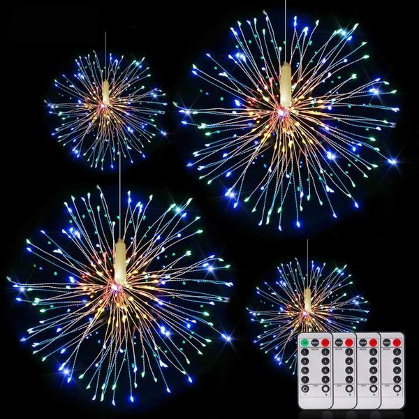 

firework lights 200 led starburst lights battery-powered fairy hanging christmas party terrace bedroom decoration