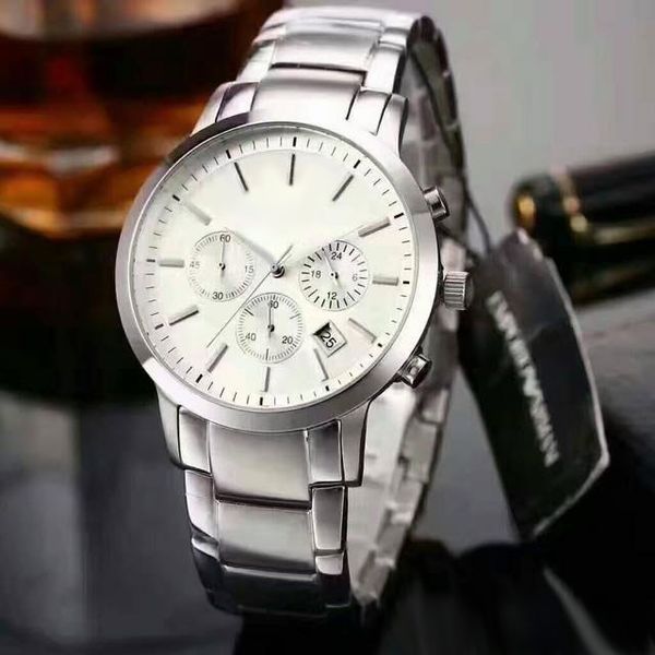 

luxury all dials work mens watches satch 42mm stainless steel band quartz watch brand fashion wristwatches for men's new year christmas, Slivery;brown