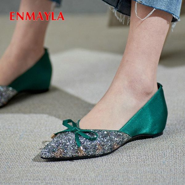 

dress shoes enmayla 2021 fashion luxury women designers basic slip-on increased internal high heel sequined cloth pointed toe, Black
