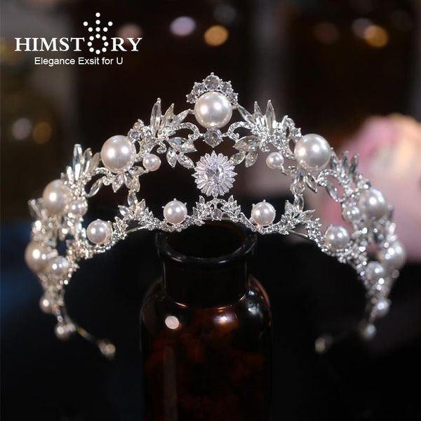 

hair clips & barrettes himstory bride crystal crown korean pearl knot wedding dress princess headdress jewelry party ceremony tiaras accesso, Golden;silver
