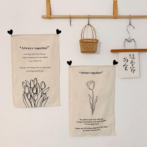 

tapestries 1pc nordic ins cloth flower wall hanging tapestry fabric bedroom retro illustration background