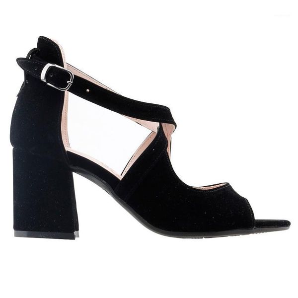 

ayakland 811-262 suede 7 cm heel women sandals shoes1, Black