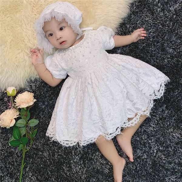

premium 70% off selling pink princess dress lace one year old pgraphy clothing short sleeve 1 ~ 3-year-old baby, White