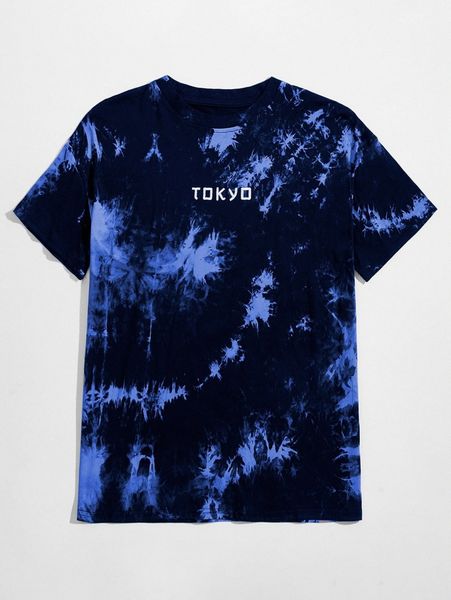 

romwe guys tie dye tee h7hl#, White;black