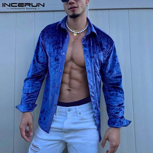 

new incerun 2021 men shirt solid color lapel long sleeve veets pockets streetwear camisa masculina fashion casual blouse s-5xl 9uqo, White