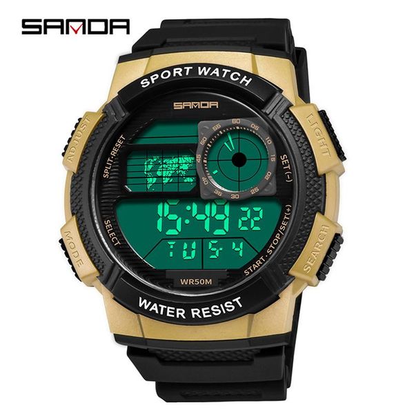 

wristwatches sanda watch men multifunctional digital waterproof trend junior high school students outdoor sports female electronic, Slivery;brown