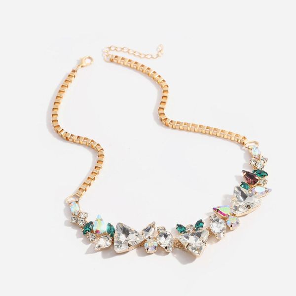 

women's harajuku style inlaid with diamond pearl luxury necklace, Silver