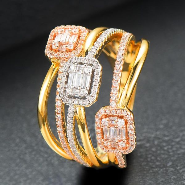 

wedding rings godki trendy twist cubic zircon for women eternity bridal engagement jewelry femmale whole finger, Slivery;golden