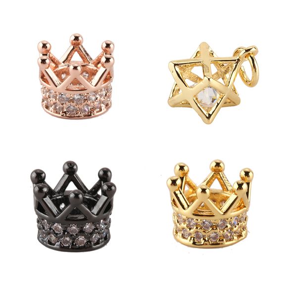 

charm charms for jewelry making supplies gold crown diy earring necklace metal copper mosaic cz zircon accessories findings, Bronze;silver