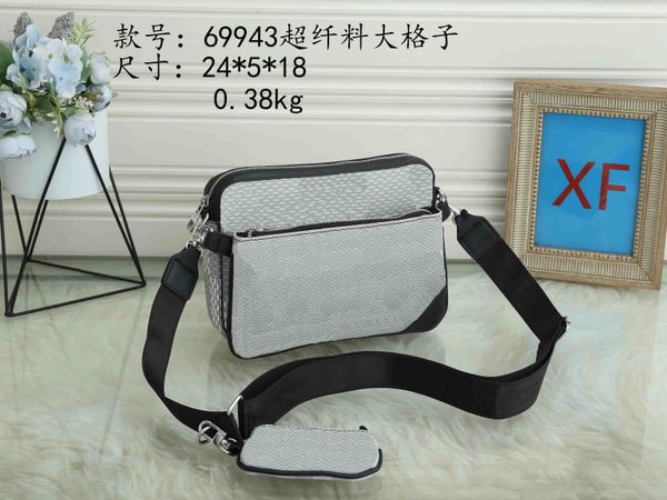 

hh m45965 district trio messenger bag mens designer crossbody bags detachable zipper pocket and adjustable straps man coin purse wallets hob