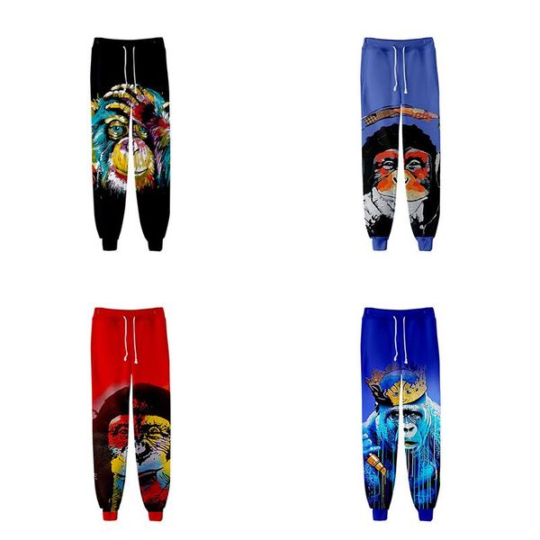 

men's pants fashion cool hip hop orangutan funny 3d joggers harem pant men women long loose trousers sports homme fitness sweatpant, Black